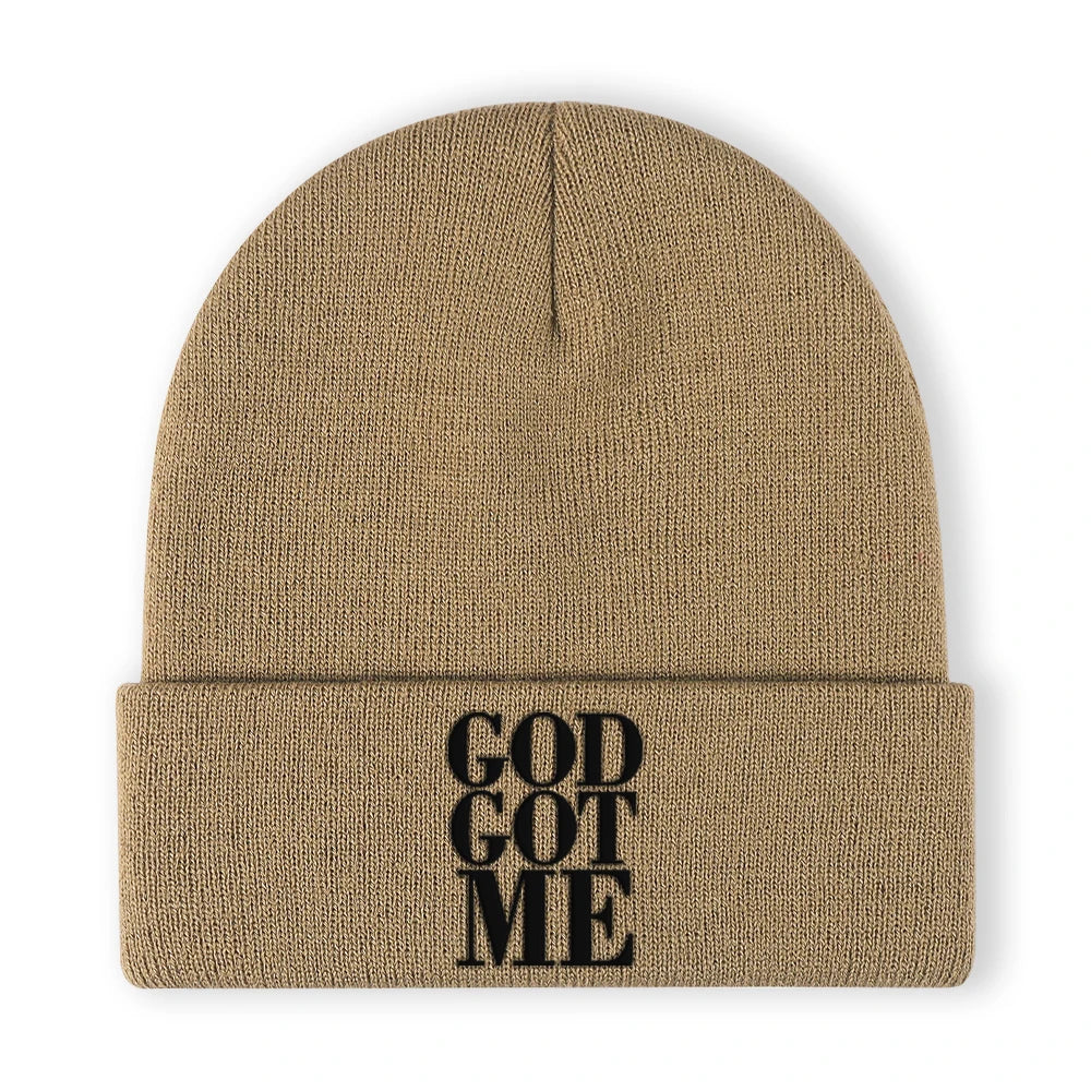 God Got Me Unisex Beanie – Knit Hat with Bold Faith Statement Embroidery