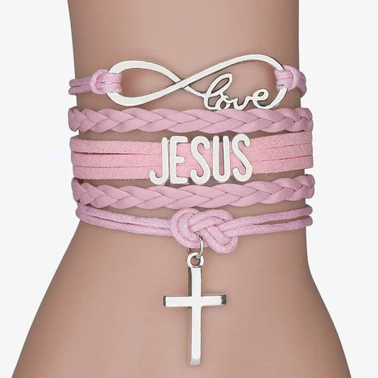 Braided Cross Charm Rope Bracelet