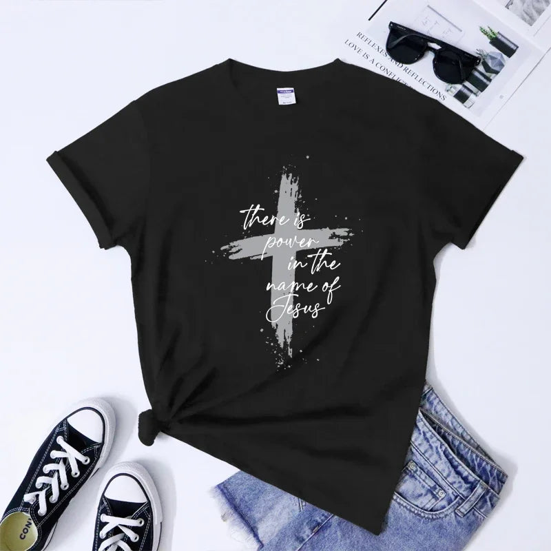 Power in the Name of Jesus - Women’s Christian T-Shirt with Slight Stretch