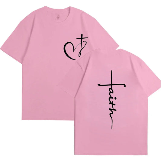 Women's Heart Cross Faith Graphic T-Shirt