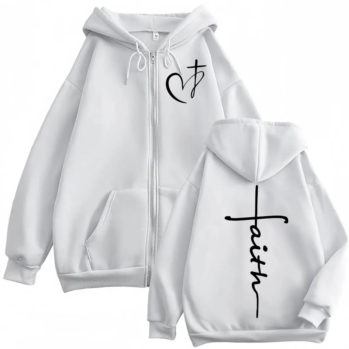 Heart Cross Zipper Hoodie