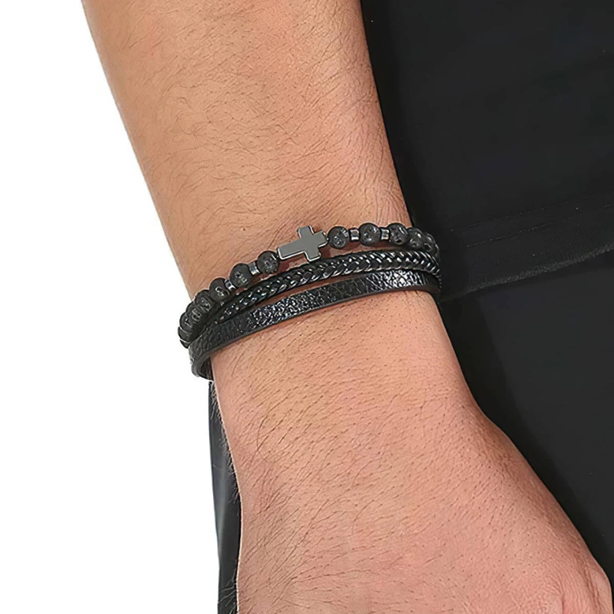 Cross Vintage Multi-Layer Leather Bracelet