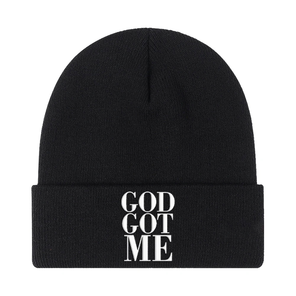 God Got Me Unisex Beanie – Knit Hat with Bold Faith Statement Embroidery