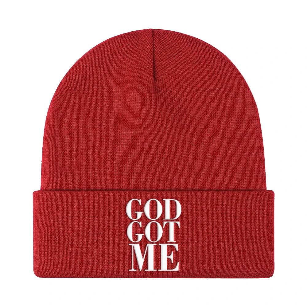 God Got Me Unisex Beanie – Knit Hat with Bold Faith Statement Embroidery