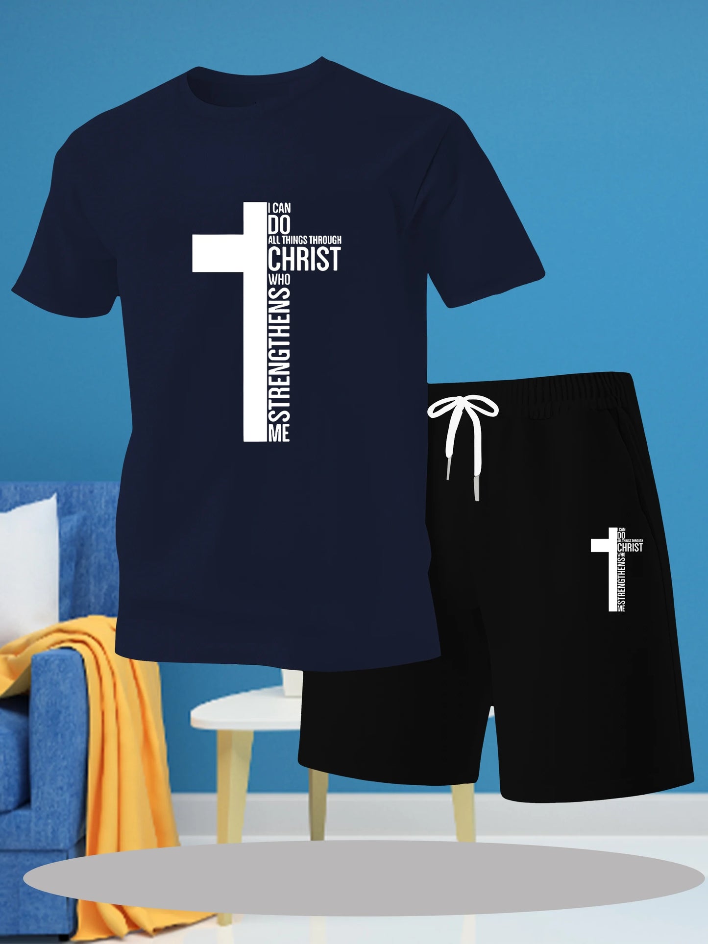 All Things Through Christ - Casual Men's T-Shirt Shorts Set