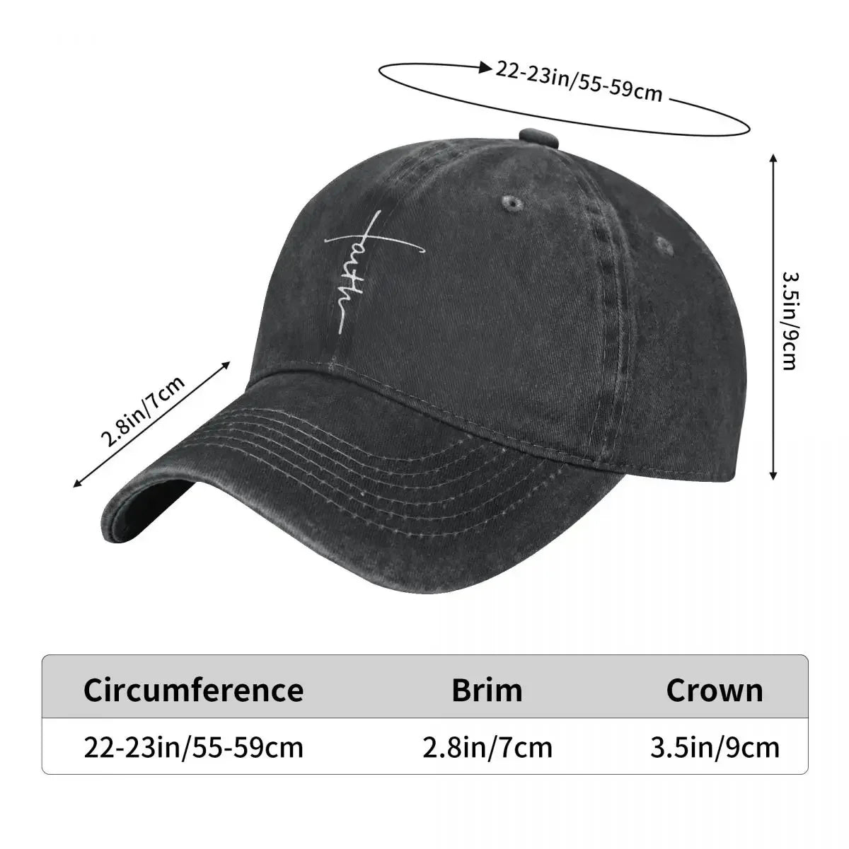 Faith - Unisex Denim Adjustable Baseball Cap