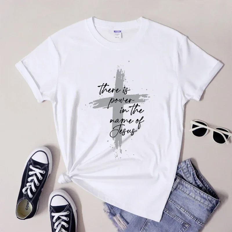 Power in the Name of Jesus - Women’s Christian T-Shirt with Slight Stretch