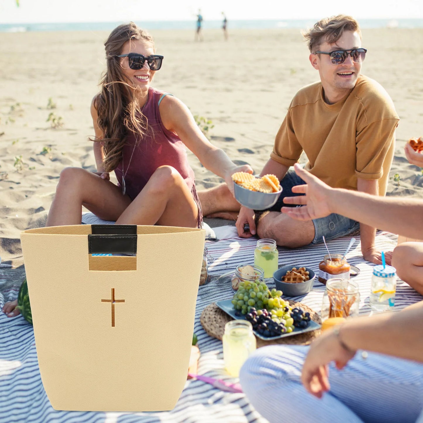 Large Capacity Bible Tote Bag - Handle Cross