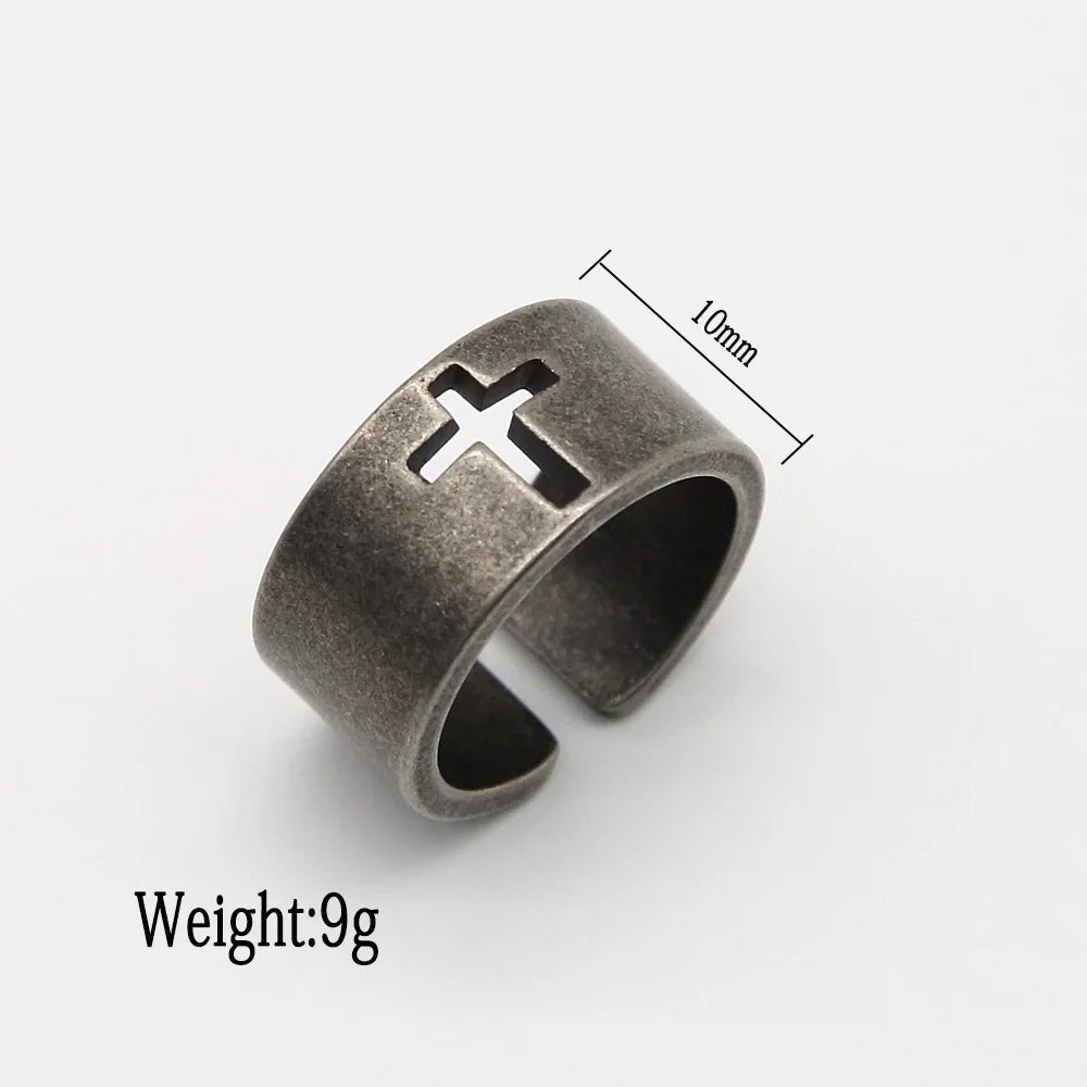 Men’s Vintage Stainless Steel Cross Ring