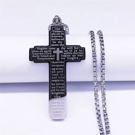 Bible Scripture Necklace – Unisex Stainless Steel Christian Pendant with Link Chain