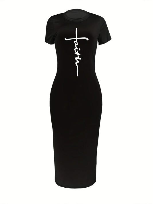 Faith Short-Sleeved Fitted Sheath Dress