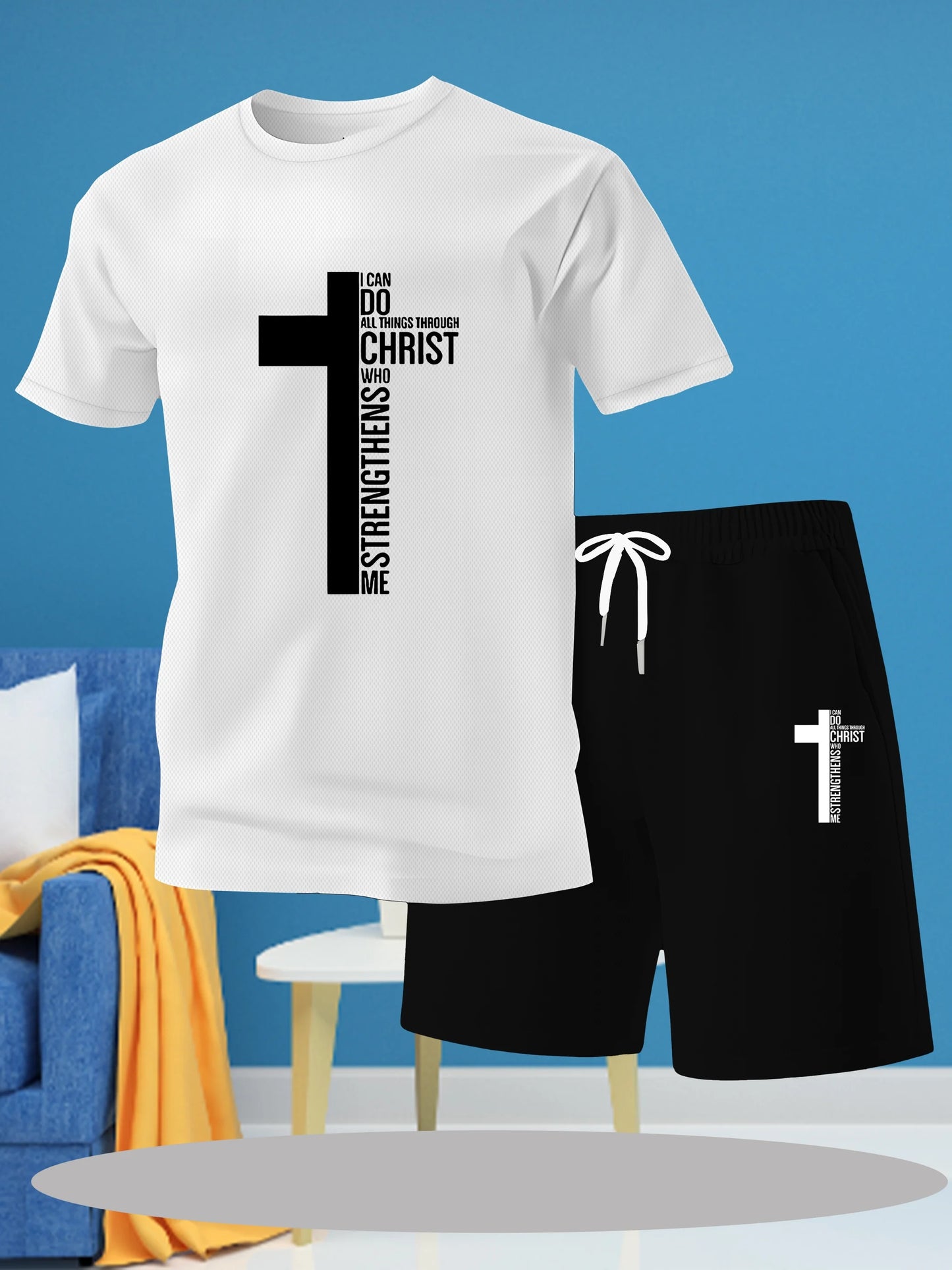 All Things Through Christ - Casual Men's T-Shirt Shorts Set