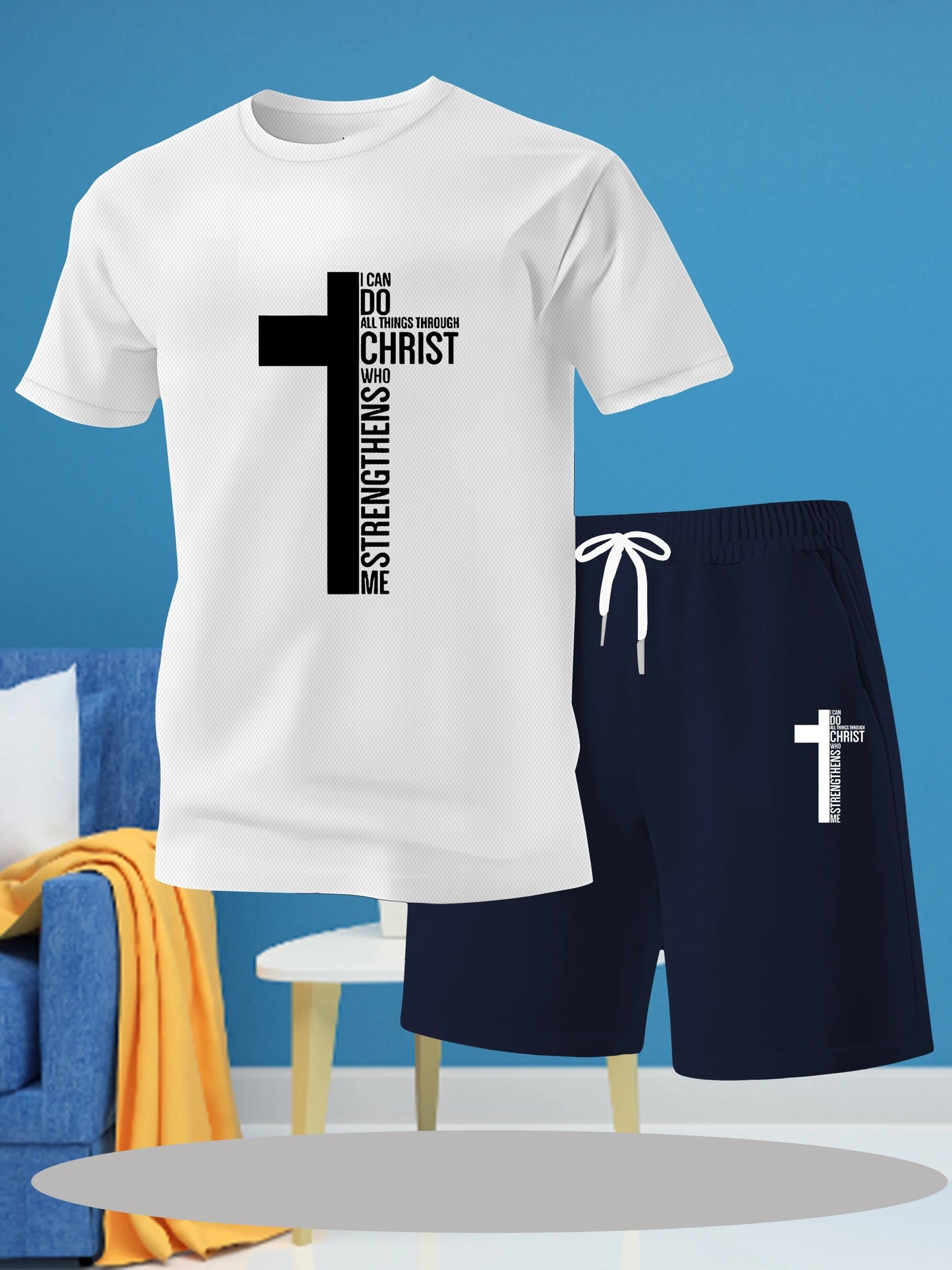 All Things Through Christ - Casual Men's T-Shirt Shorts Set
