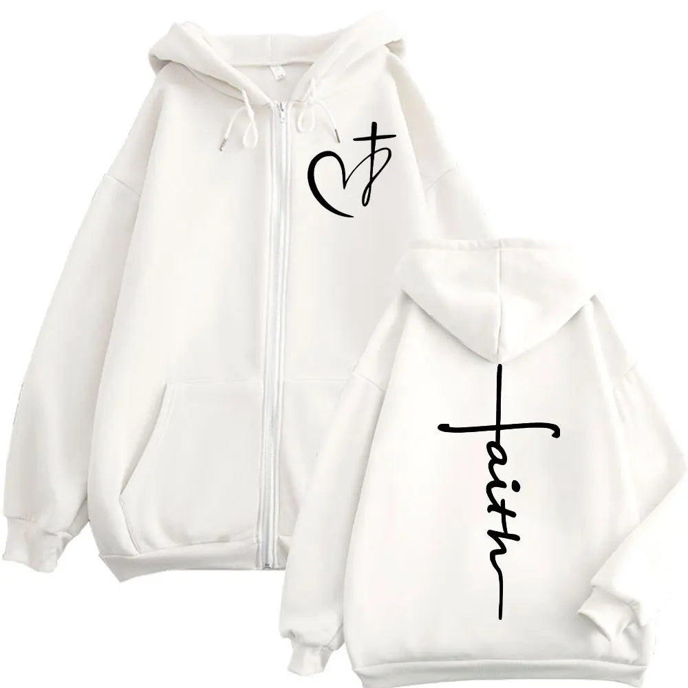 Heart Cross Zipper Hoodie