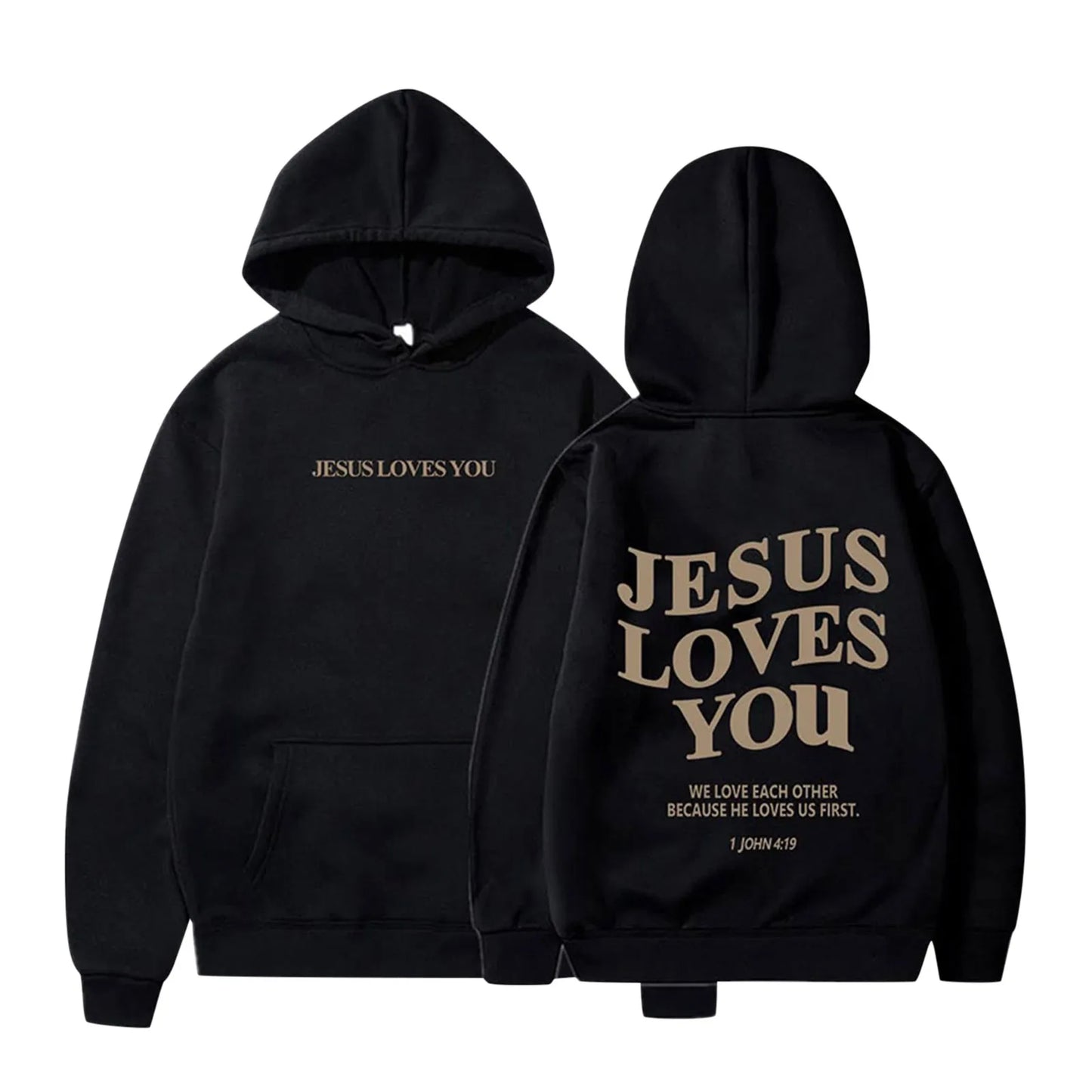 Women Jesus Loves You Oversized Graphic Hoodie
