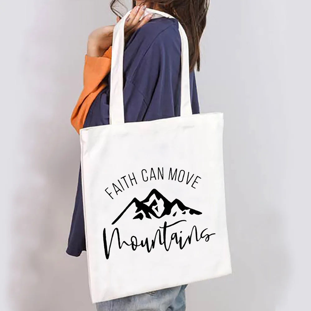 Women's Spiritual Quote Canvas Tote Shoulder Bag