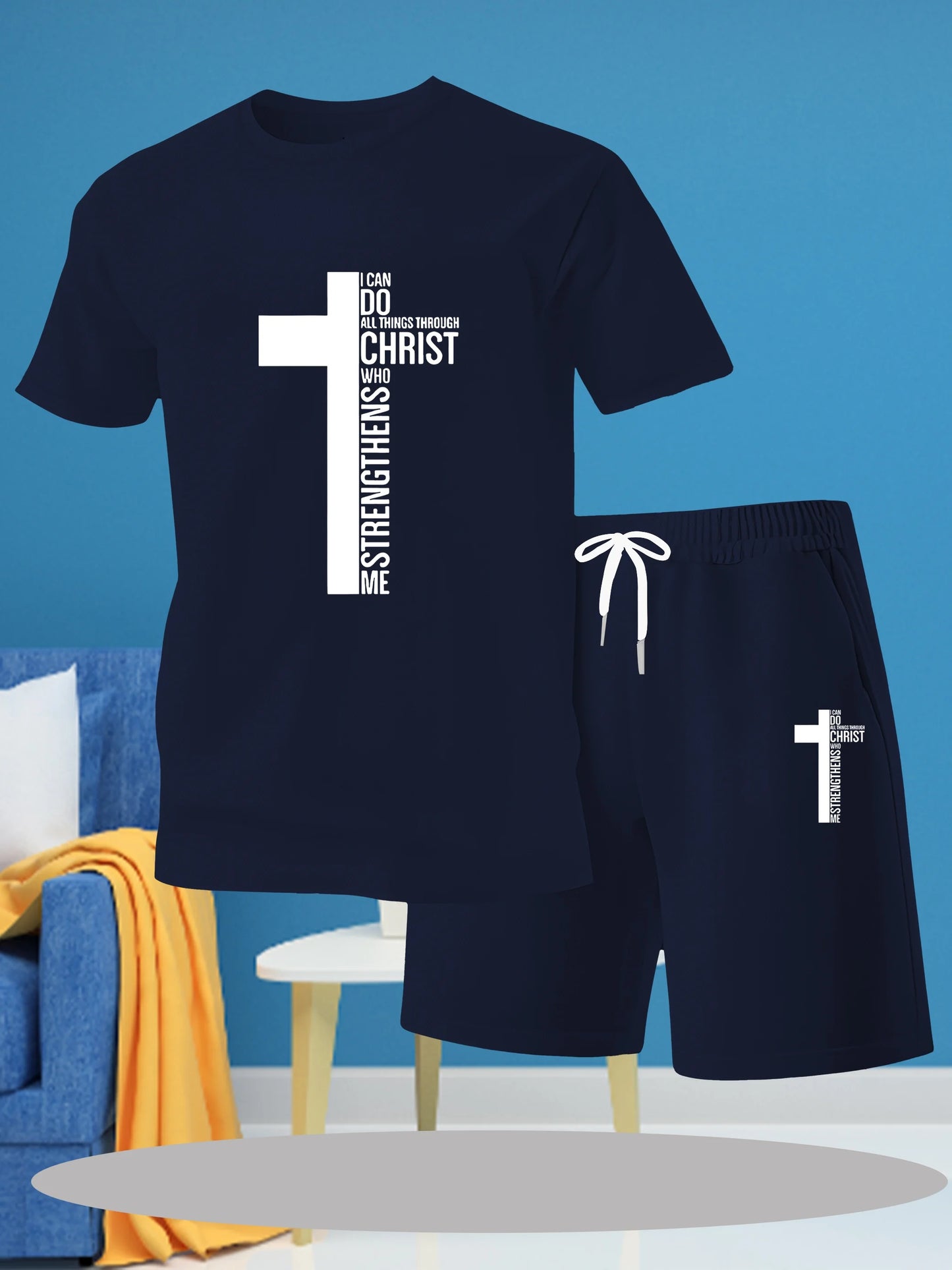 All Things Through Christ - Casual Men's T-Shirt Shorts Set