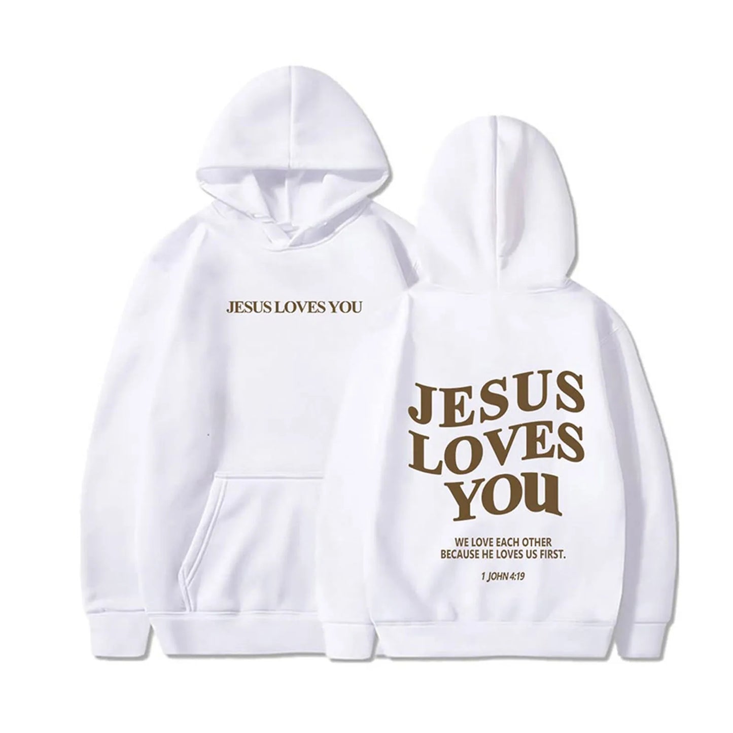 Women Jesus Loves You Oversized Graphic Hoodie