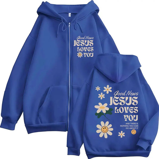 Good News Jesus Loves You Zipper Hoodie