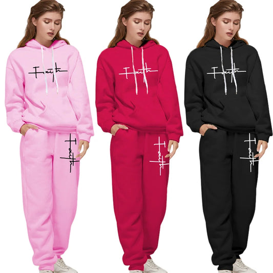 Faith Women’s Hooded Sweatsuit – 2-Piece Set