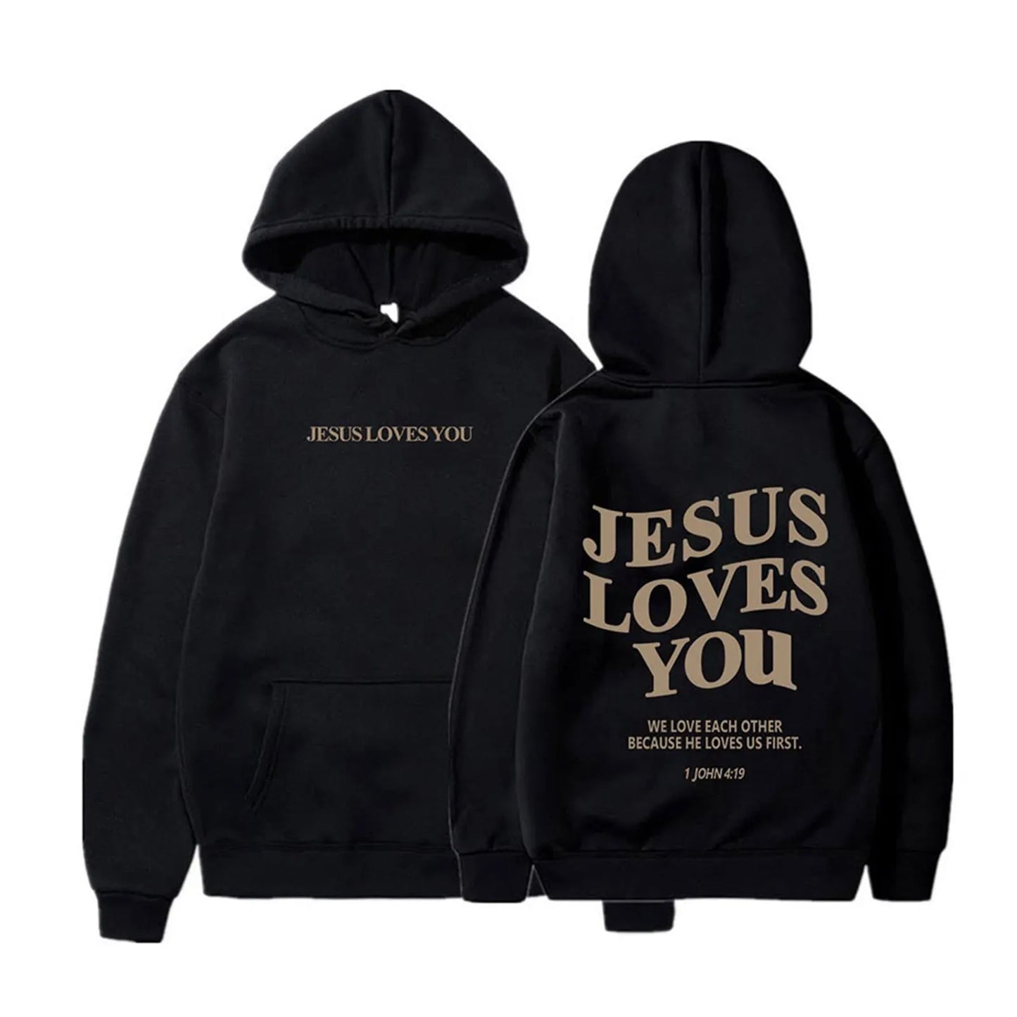 Women Jesus Loves You Oversized Graphic Hoodie
