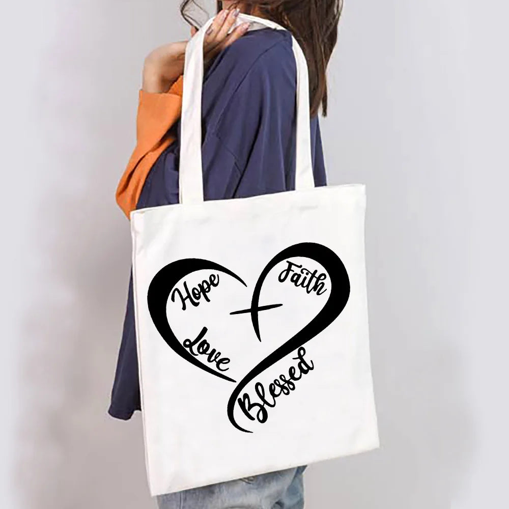 Women's Spiritual Quote Canvas Tote Shoulder Bag