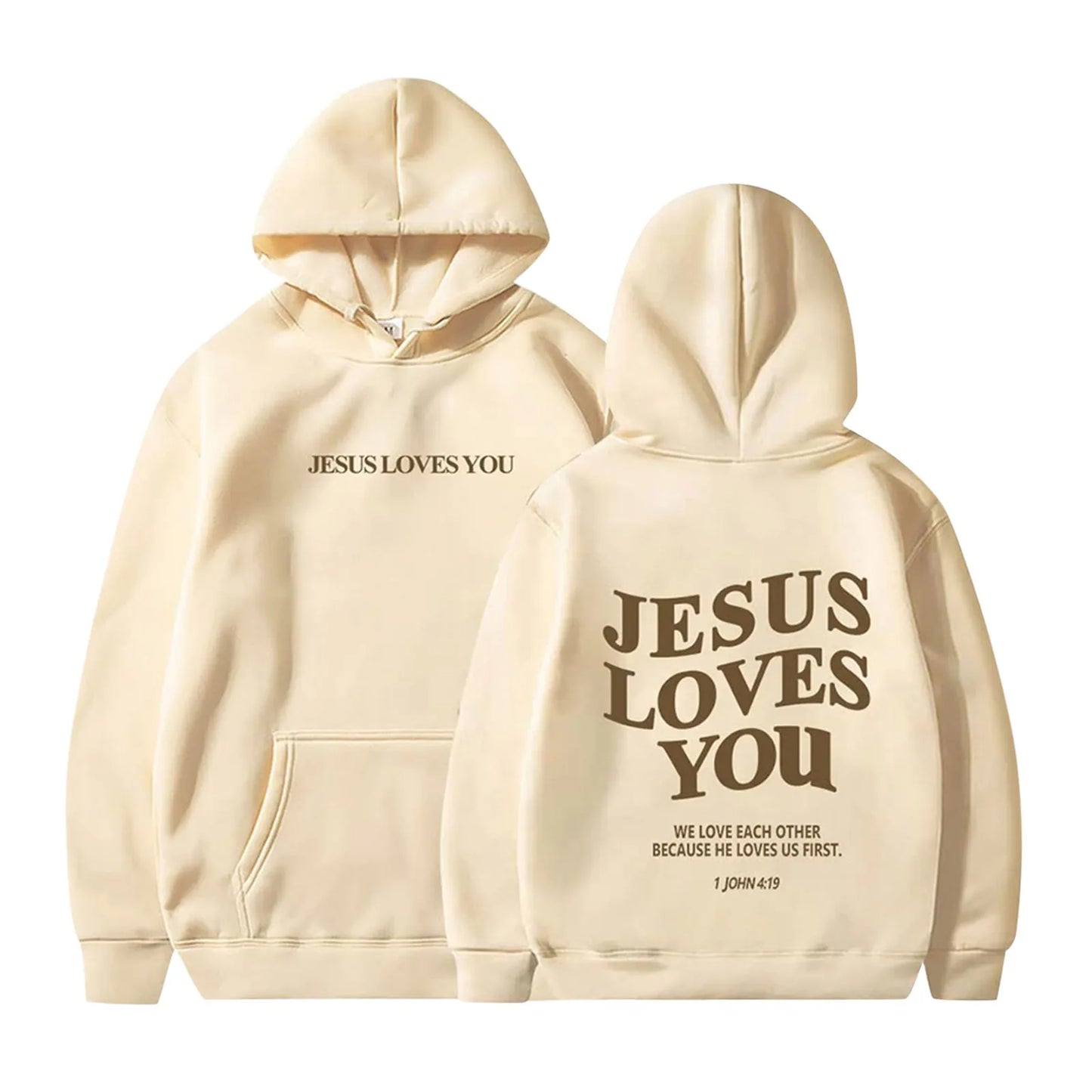 Women Jesus Loves You Oversized Graphic Hoodie
