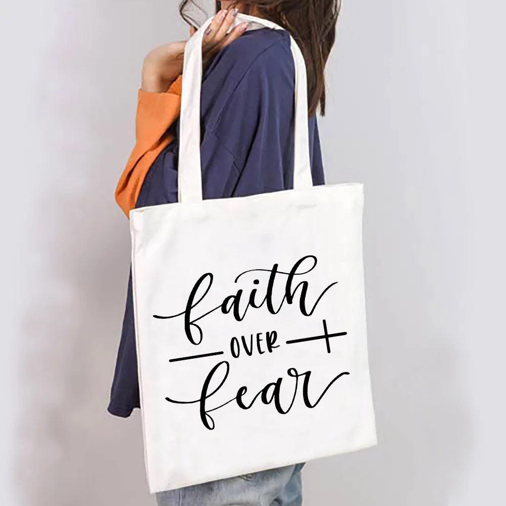 Women's Spiritual Quote Canvas Tote Shoulder Bag