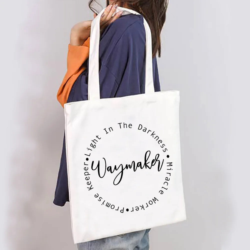 Women's Spiritual Quote Canvas Tote Shoulder Bag