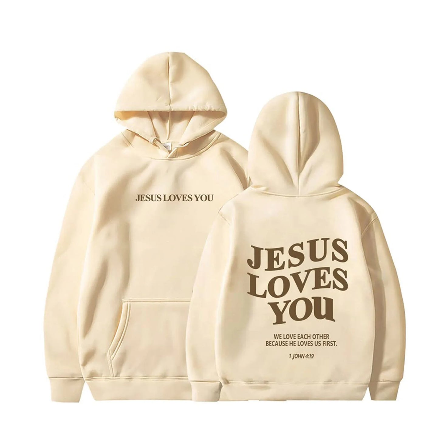 Women Jesus Loves You Oversized Graphic Hoodie