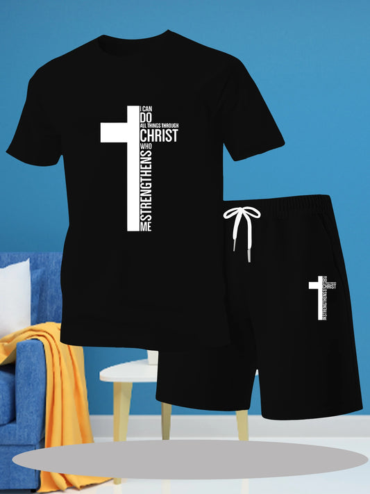 All Things Through Christ - Casual Men's T-Shirt Shorts Set
