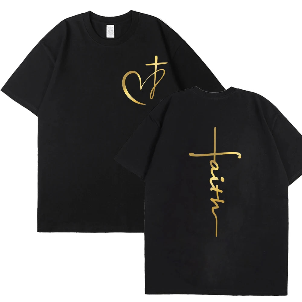 Women's Heart Cross Faith Graphic T-Shirt