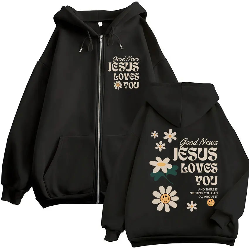 Good News Jesus Loves You Zipper Hoodie