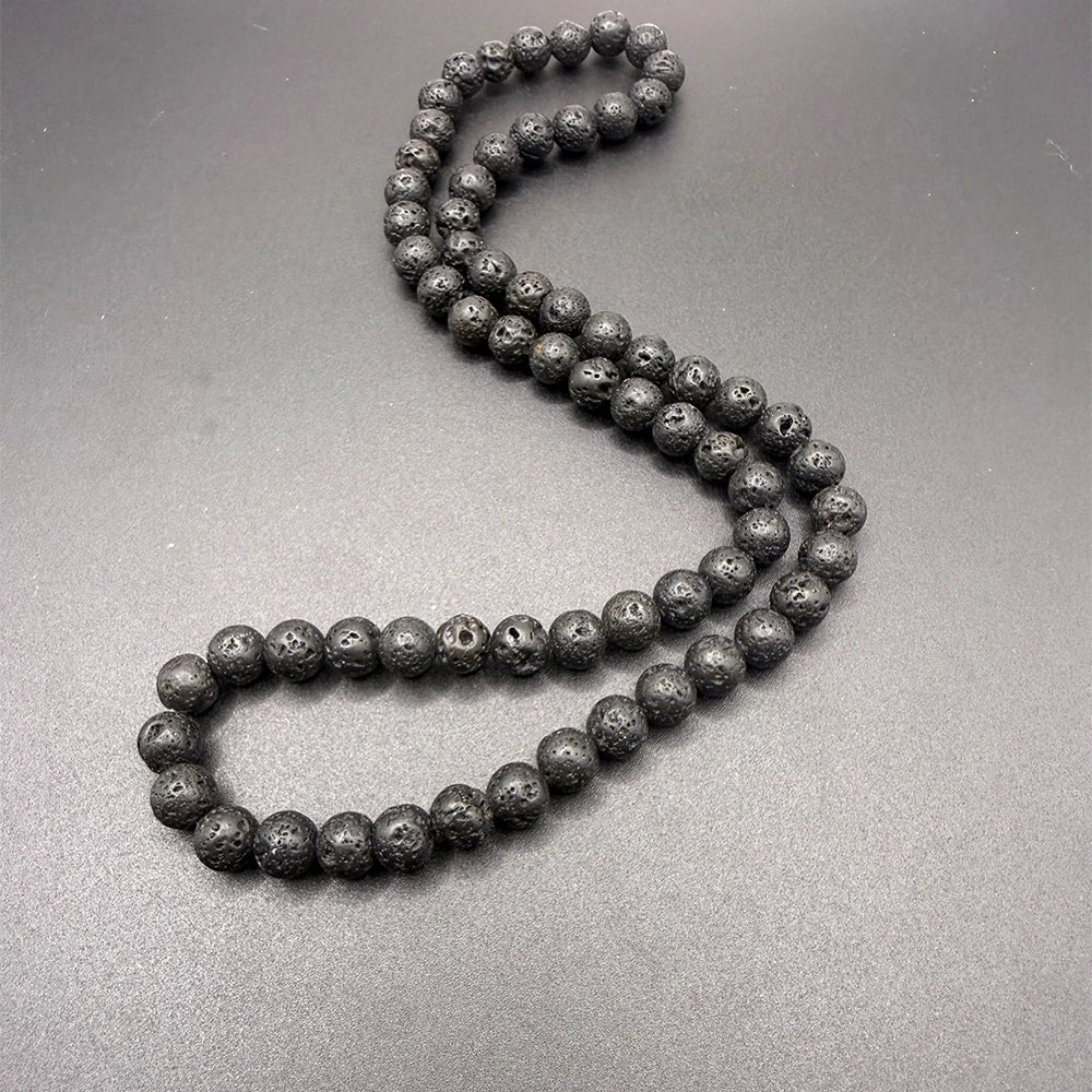 6/8mm Black Lava Stone & Yellow Tiger Eye Bead Choker Necklace
