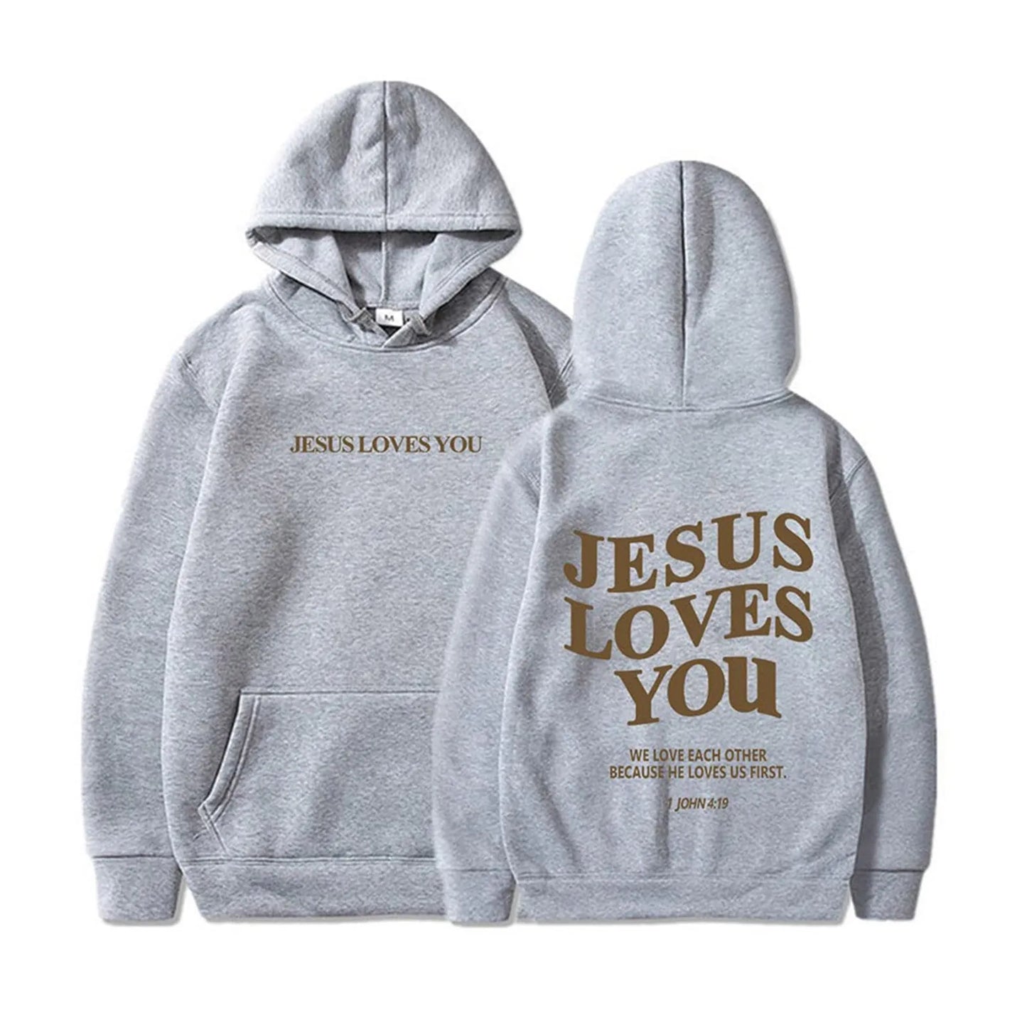 Women Jesus Loves You Oversized Graphic Hoodie