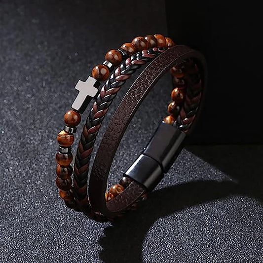 Cross Vintage Multi-Layer Leather Bracelet