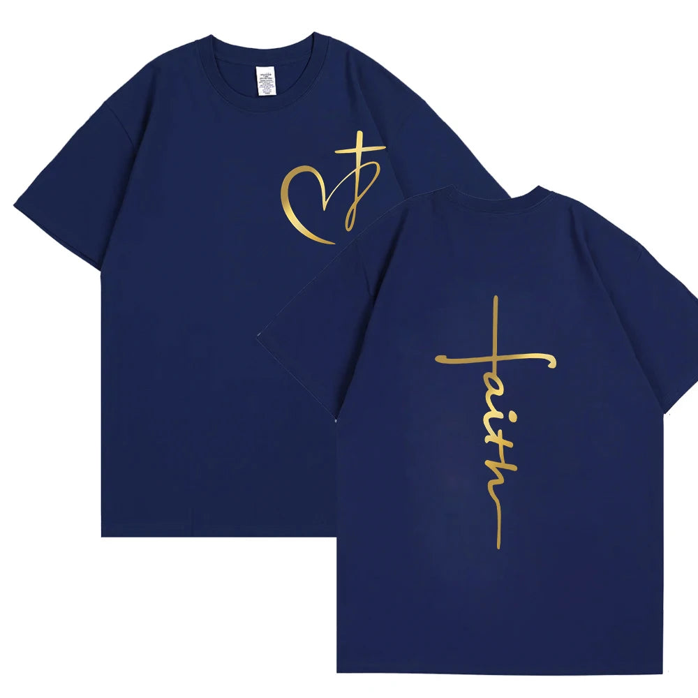 Women's Heart Cross Faith Graphic T-Shirt