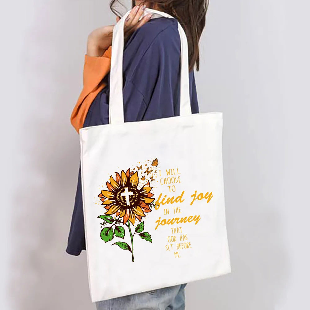 Women's Spiritual Quote Canvas Tote Shoulder Bag