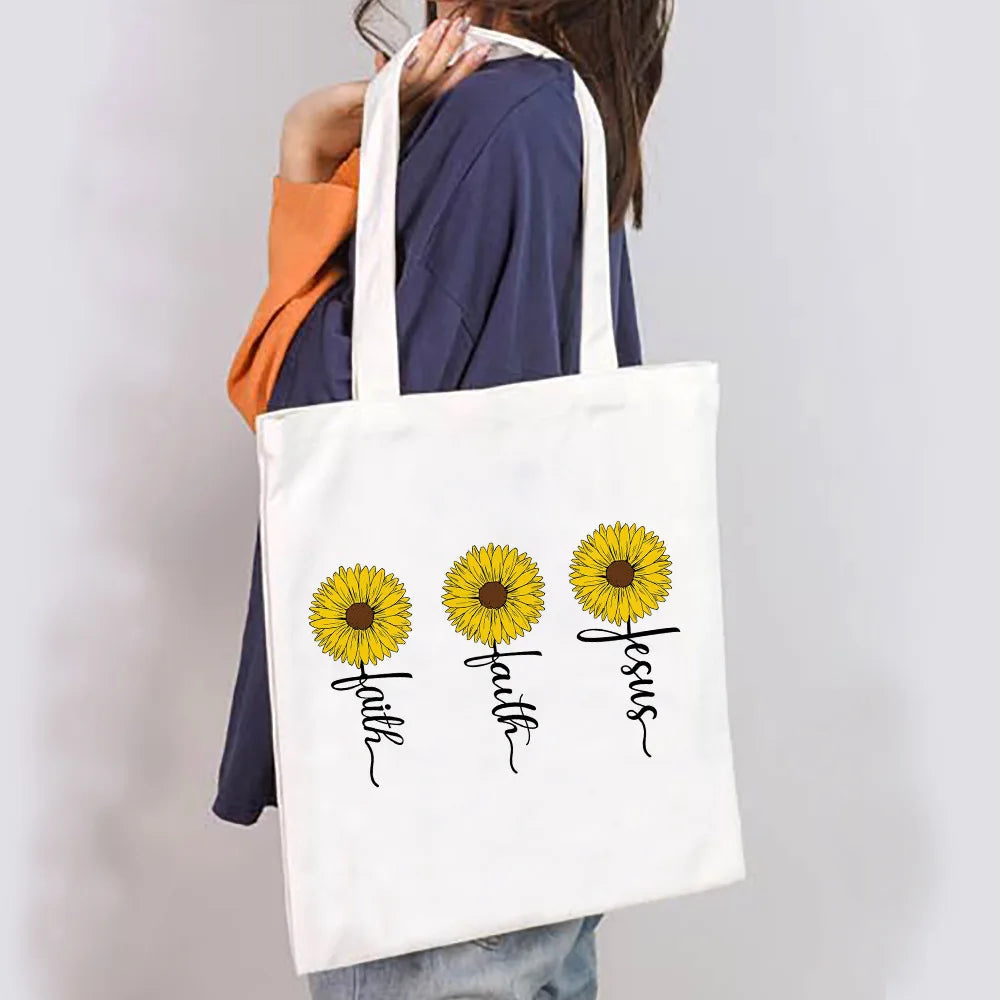 Women's Spiritual Quote Canvas Tote Shoulder Bag