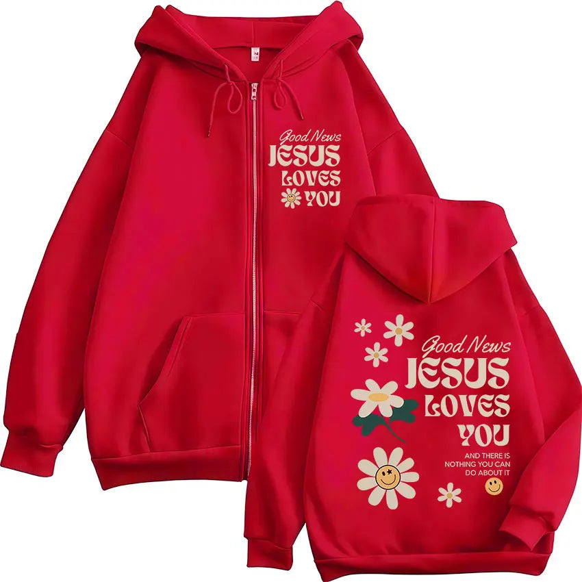 Good News Jesus Loves You Zipper Hoodie