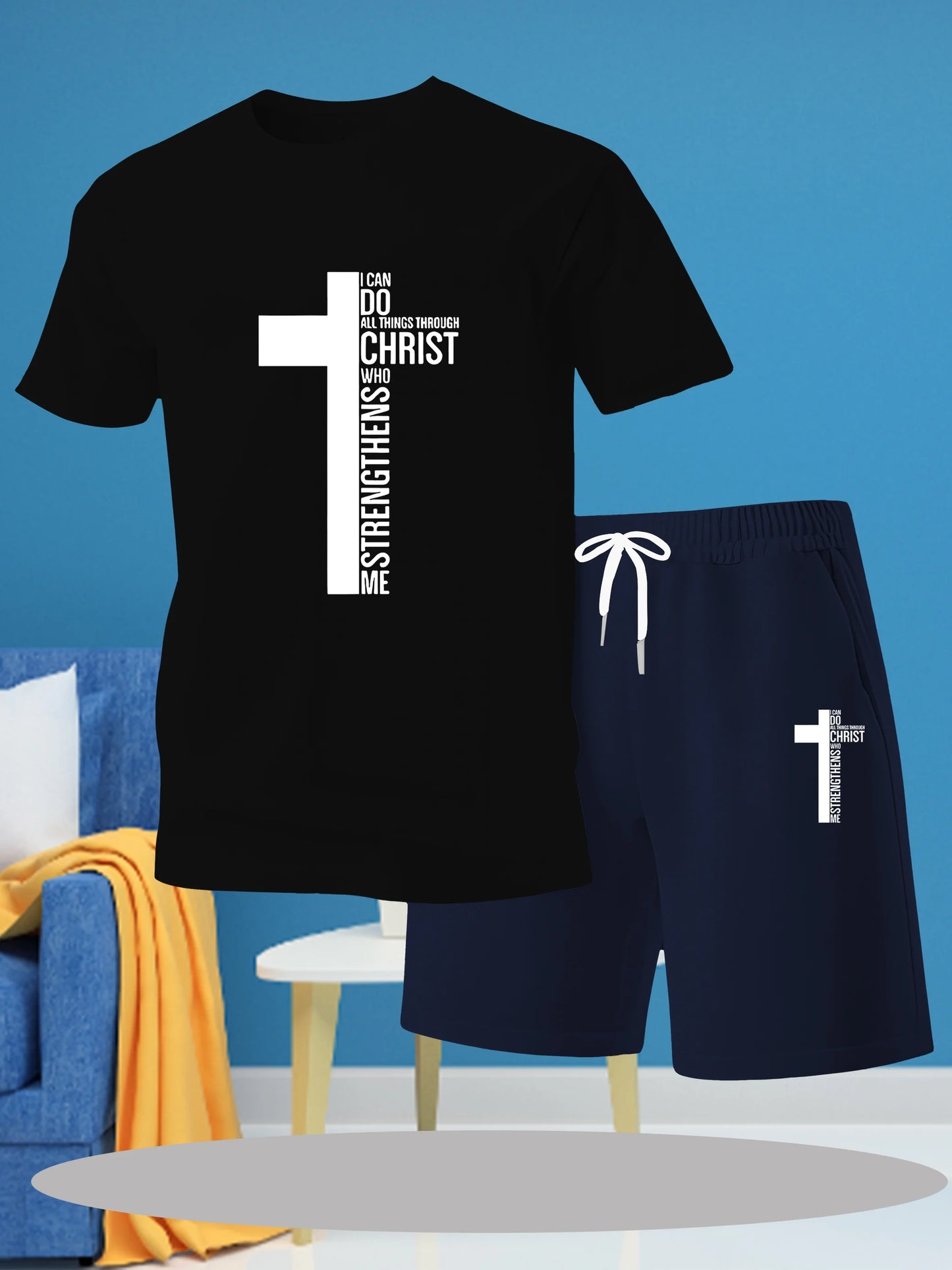 All Things Through Christ - Casual Men's T-Shirt Shorts Set