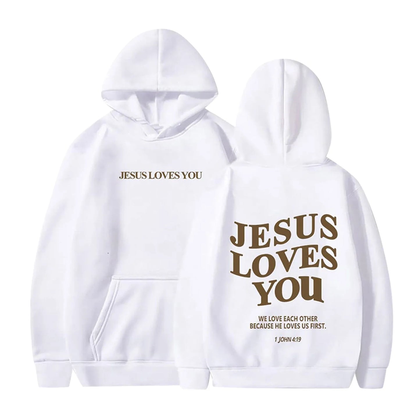 Women Jesus Loves You Oversized Graphic Hoodie