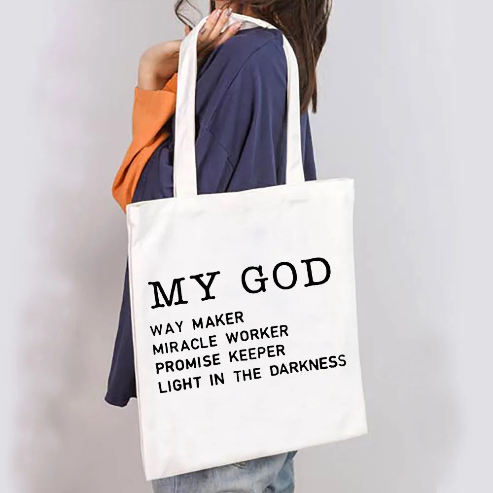Women's Spiritual Quote Canvas Tote Shoulder Bag