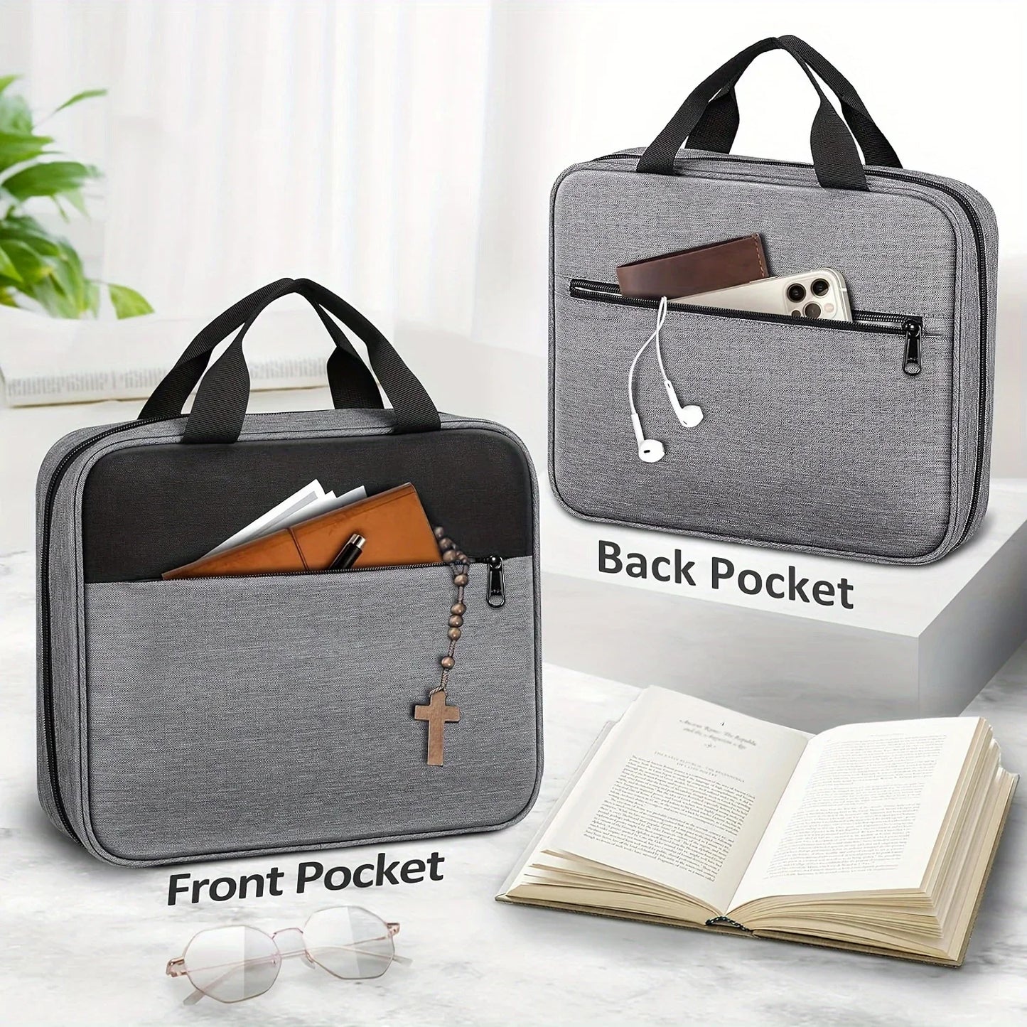 Bible Cover Carrying Case – Zippered Tote Style in Durable Polyester