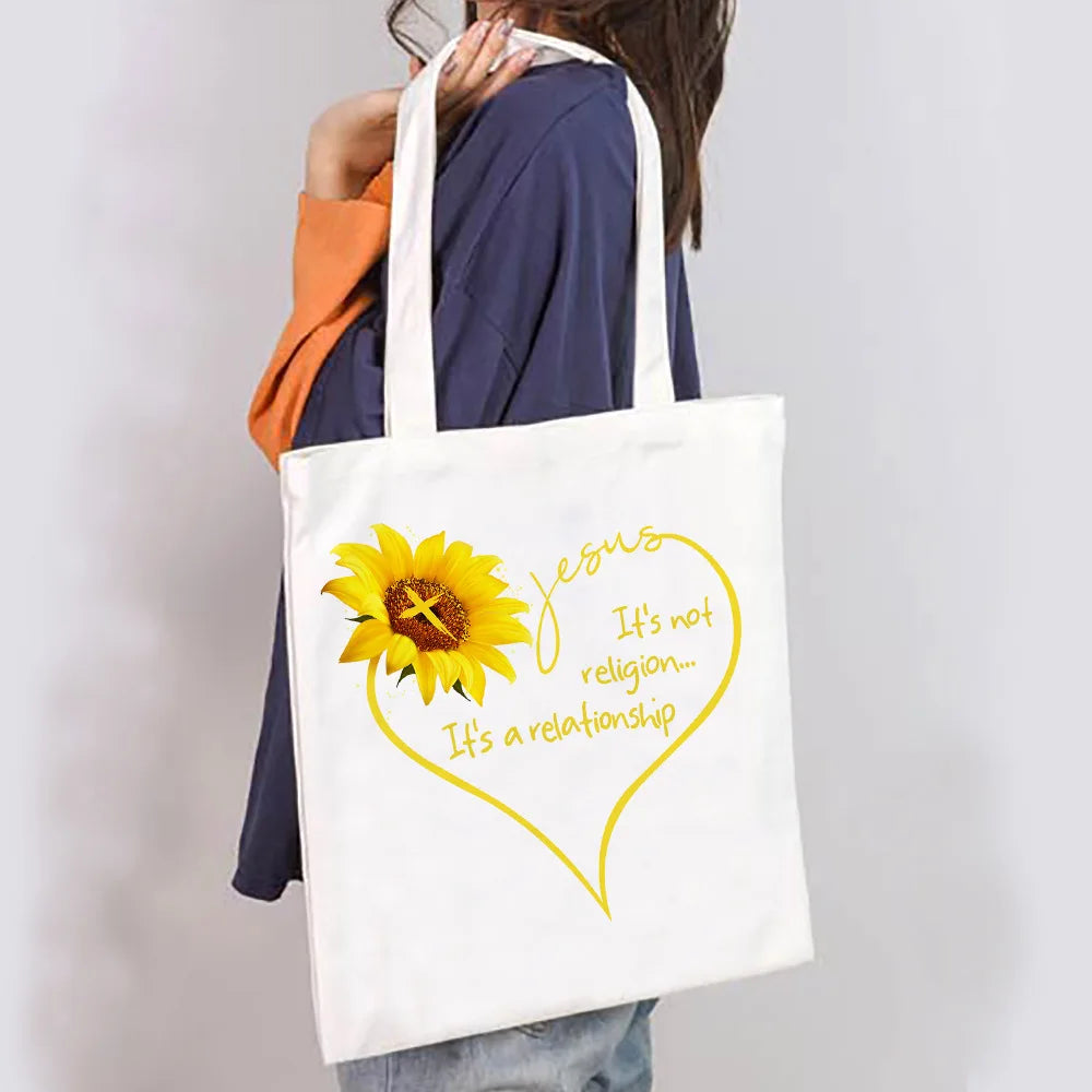 Women's Spiritual Quote Canvas Tote Shoulder Bag