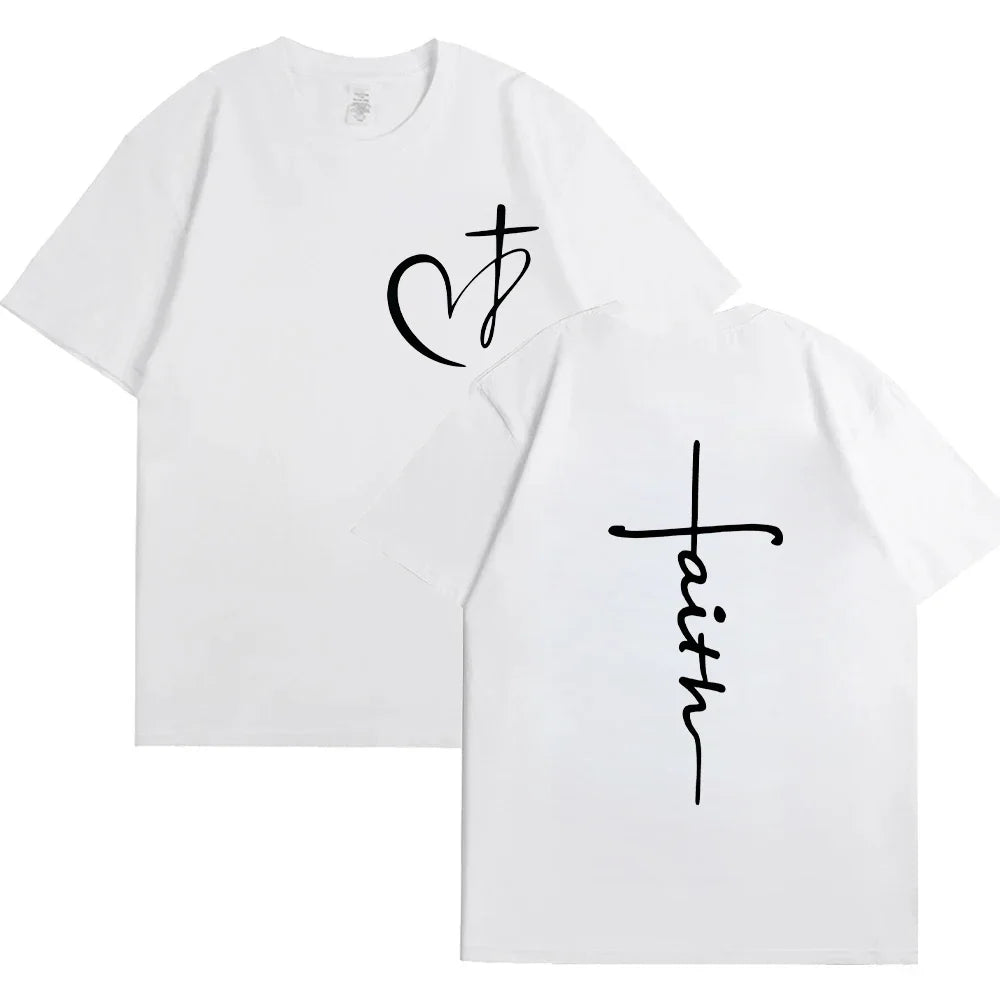 Women's Heart Cross Faith Graphic T-Shirt