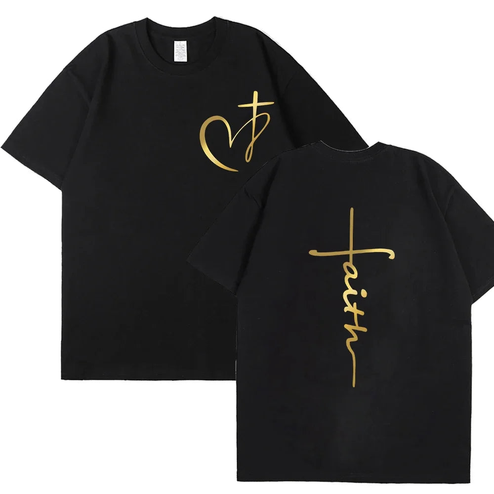 Women's Heart Cross Faith Graphic T-Shirt