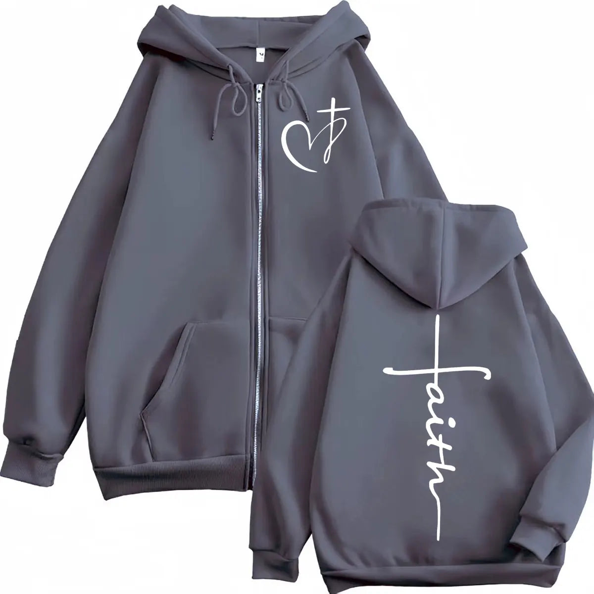 Heart Cross Zipper Hoodie